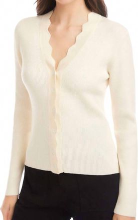 Fifteen Twenty Bliss Scallop Edge Cardigan In Cream