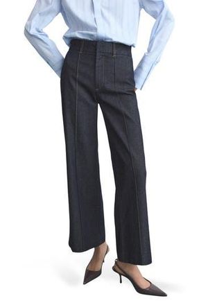 Mango High Waist Culotte Trouser Jeans in Open Blue at Nordstrom Rack, Size 8