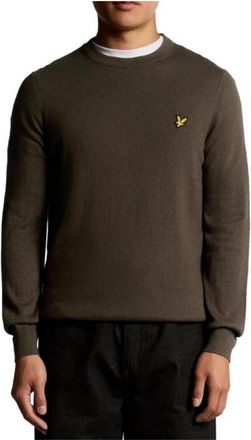 Lyle & Scott Cotton Merino Crew Neck Jumper - Heren - Ronde hals truien - Bruin - L - Katoen - Truien & Vesten
