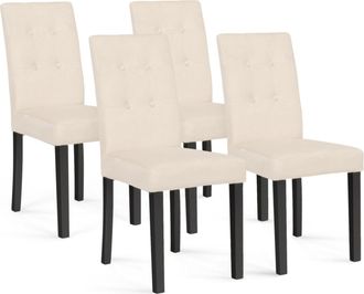 IDMarket Lote De 4 Sillas Polga Tapizadas En Terciopelo Beige Con Patas Negras