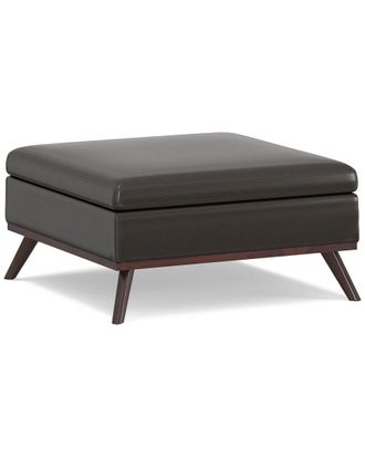 Simpli Home Owen 36In Mid Century Modern Square Coffee Table Storage Ottoman