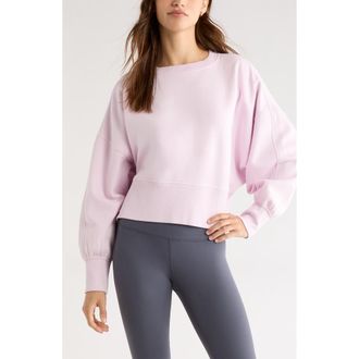 Zella Cloud Fleece Relaxed Sweatshirt in Pink Snow at Nordstrom, Size Xx-Large