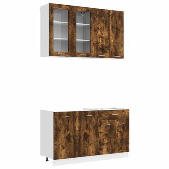 vidaXL Unidad De Cocina Lyon 4 Uds. Roble Ahumado Madera De Ingenier&iacute;a Vidaxl