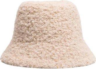 PESERICO Boucl&eacute; Hoed met Lampenkap - Dames - Hoeden - Beige - M - Wol - Accessoires