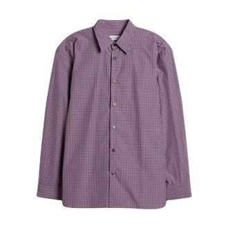 Dries Van Noten Croom Micro Check Katoenen Shirt - Heren - Overhemden - Paars - Maat: L Katoen