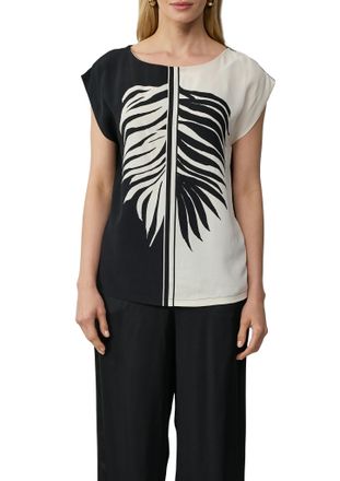 s.Oliver Black Label T-Shirt S.OLIVER BLACK LABEL, Damen, Gr. 34, schwarz-weiss (schwarz, wei&szlig;), Web, Obermaterial: 93% Baumwolle, 7% Elasthan, bedruckt, regular fit taill