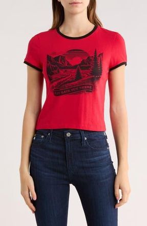 Alice & Olivia Onie Baby Ringer Graphic T-Shirt in Get Back Out There at Nordstrom Rack, Size X-Small