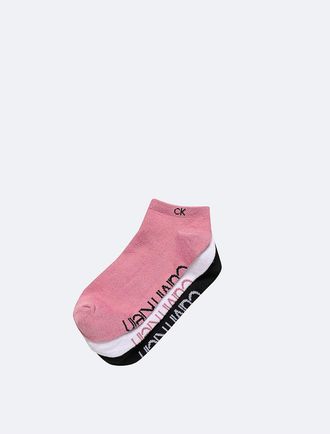 Calvin Klein Womens Flat Knit 3-Pack No Show Socks - Pink
