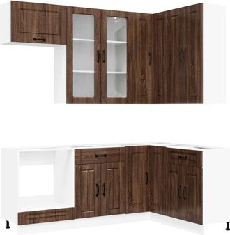 vidaXL Unidad De Cocina Kalmar 8 Uds. Marr&oacute;n Roble Vidaxl