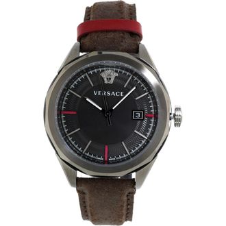 Versace Glaze Horloge - Heren - Accessoires - Zwart - Maat: ONE Size Leer