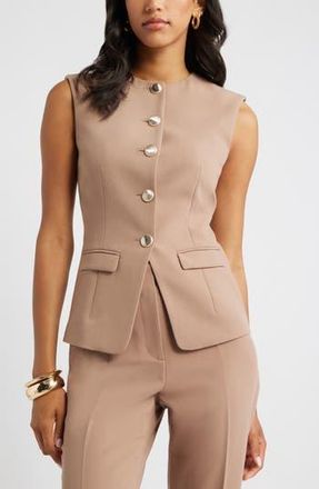 Open Edit The Icon Crewneck Vest in Tan Portabella at Nordstrom Rack, Size Small