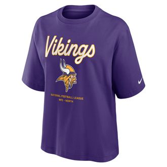 Nike Minnesota Vikings Essential Script Boxy Nike Womens NFL T-Shirt in Purple | 01CM51L9M-TGS