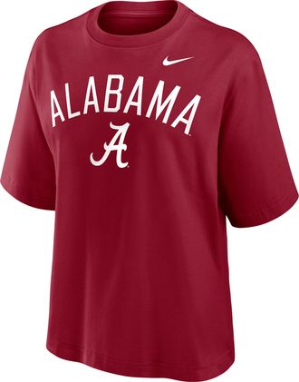 Nike Alabama Arch Over Logo Boxy Nike Womens College T-Shirt in Red | 01CM69WABN-KMG