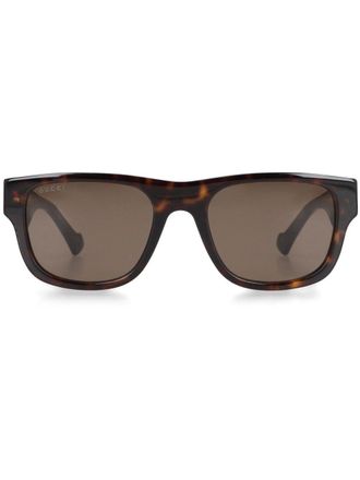 Gucci logo-print square-frame sunglasses - Brown