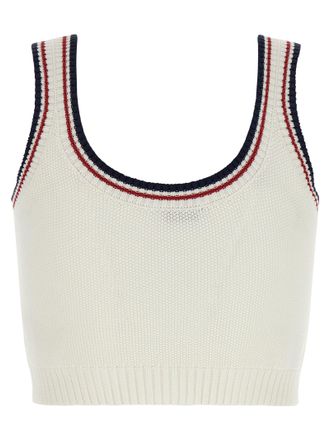 Brunello Cucinelli Striped Ribbed Trim Tank Top - White
