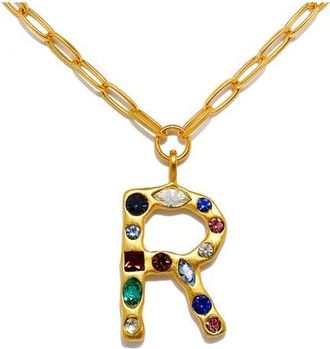 Sequin Emilie Crystal Initial Pendant Necklace in Gold - R at Nordstrom