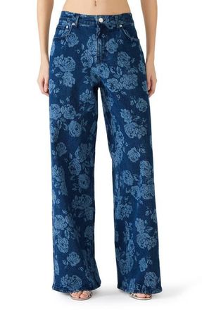 Steve Madden Jaxon Floral Wide Leg Jeans in Rose Frost at Nordstrom, Size 30