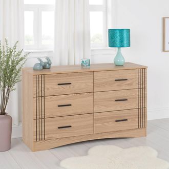 Seconique Tessa 6 Drawer Chest-Natural Oak Effect in Light Oak