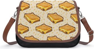 Generic Grilled Cheese Sandwich Breakfast Womens Crossbody Bag Fashion Shoulder Handbags Message Tote Bag with Adjustable Strap