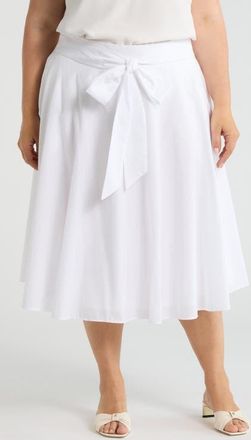 Tahari by ASL Tie Waist Midi Skirt in Ivory at Nordstrom, Size 16 W