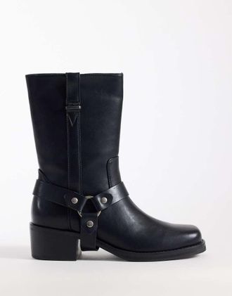 Asos Stivaletti neri con dettagli in metallo e fibbia rimovibile-Nero