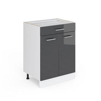 Vicco Mueble Bajo De Cocina R-line, Antracita Alto Brillo, 60 Cm Con Caj&oacute;n, Sin Encimera Vicco