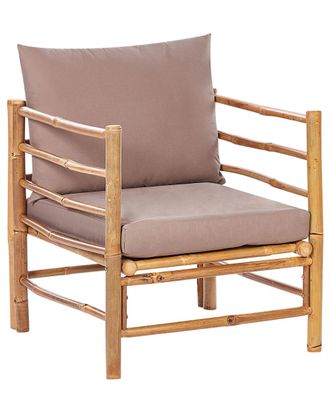 Beliani Sill&oacute;n de jard&iacute;n bamb&uacute; gris pardo