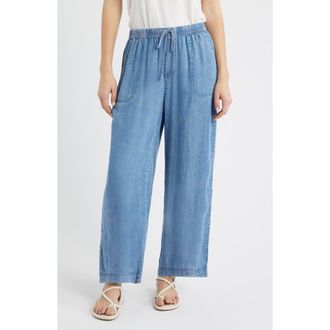 Beach Lunch Lounge Inaya Chambray Drawstring Ankle Pants in Medium Wash at Nordstrom, Size X-Small