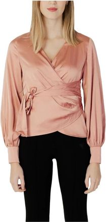 Guess Roze blouse met V-hals- lange mouwen en kanten sluiting - Dames - Blouses - Roze - S - Polyester - Overhemden