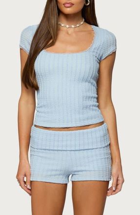 Edikted Iyara Knit Crop Top in Light-Blue at Nordstrom, Size X-Small
