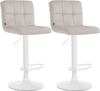 Clp Clp - Set De 2 Taburetes De Bar Peru En Terciopelo Crema Blanco