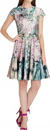 Ted Baker Pre-Loved Dixee Glitch Floral Fit & Flair Dress In Green
