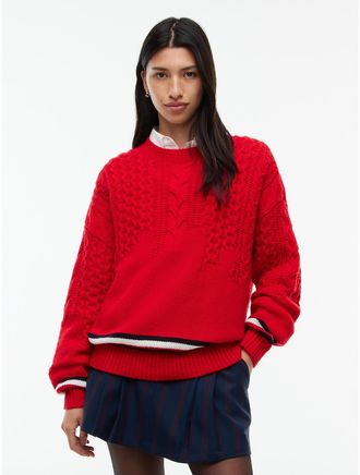 Tommy Hilfiger Womens Tommy Jeans Oversized Wool Sweater - Lavish Red - XL