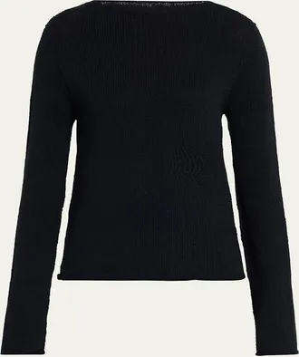 The Row Omiko Cotton-Linen Knit Long-Sleeve Top
