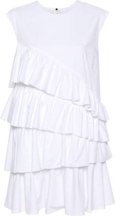 Msgm ruffle-detailing cotton dress - women - Cotton - 40 - White