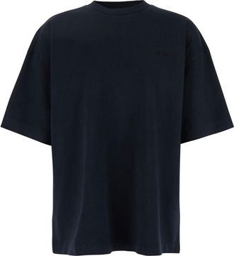 Juun.J Juun. J Blue T-shirt With Logo Embroidered On The Front And Print On The Back In Cotton Man