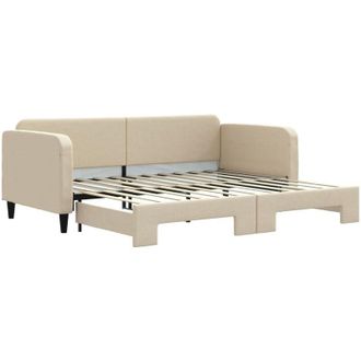 vidaXL Sof&aacute; Cama Nido Tela Crema 90x200 Cm Vidaxl