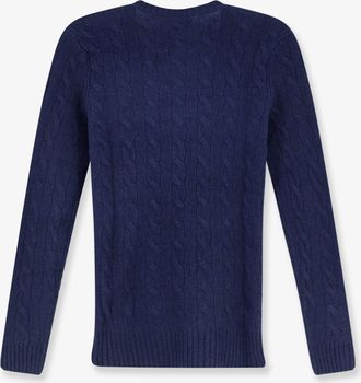 Polo Ralph Lauren Womens Sweater Cable-Knit V-Neck Blue Wool