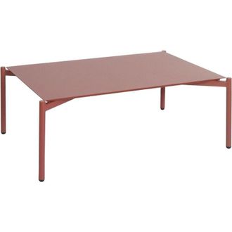 Hhg [NON UTILIZZATO] Tavolino da giardino in alluminio HHG-594, tavolo da salotto per esterni da caff&egrave; da balcone, 105x65cm, terracotta