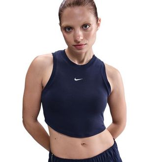 Nike Womens Essential Rib Crop Tank - Sail/Midnight Navy Size XS