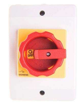 SIEMENS Interruptor Principal/de Emergencia En Carcasa 3p 25a 9.5kw Ac23a 400v Perilla Amarillo-roja 3ld2164-0tb53