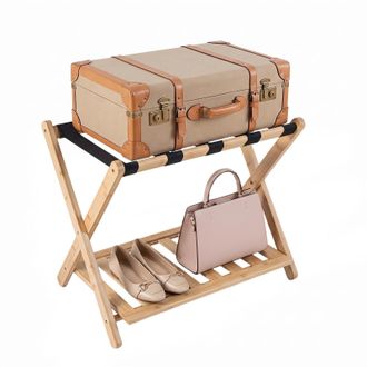 Costway Costway Portavaligia Pieghevole In Bamb&ugrave;, Portata 40 Kg (naturale)