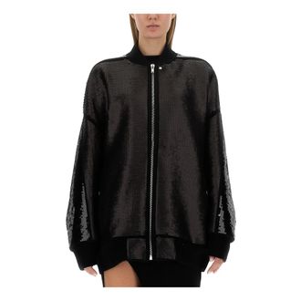 Rick Owens Bomber Ricamato Jumbo Peter Flight - female - Rick Owens - Cardigans - Black - XS - Knitwear