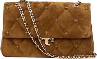 Tory Burch Bolso de Hombro Bunny Knot de Ante - Bags - Mujer - Marr&oacute;n - ONE SIZE