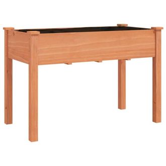 Berkfield Home Beautiful Wheeled Planter with Liner Brown 118x59x80 cm Solid Wood Fir | Size: 118 x 59 x 80 cm