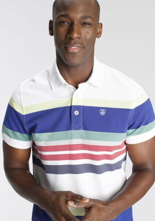 DELMAO Poloshirt DELMAO, Herren, Gr. XL (56/58), bunt (wei&szlig;, bunt gestreift), Piqu&eacute;, Obermaterial: 100% Baumwolle, gestreift, normal, Shirts Poloshirt, Kurza