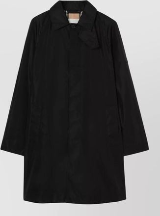 Burberry long raincoat raglan sleeves check collar