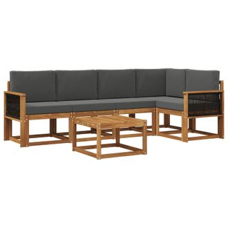 vidaXL Conjunto De Sof&aacute;s De Exterior 6 Pcs Natural Y Antracita Vidaxl