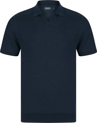 Kensington Eastside Mens Goodwins Textured Weave Knitted Cotton Open Collar Polo Shirt