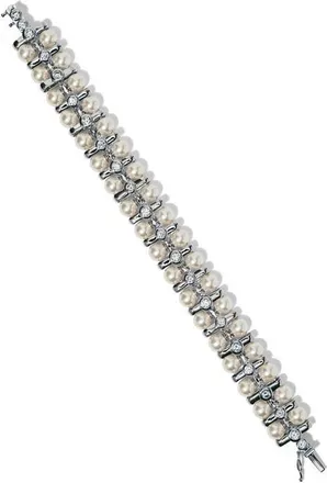Nadri Faux Pearl & Cubic Zirconia Bracelet in Rhodium at Nordstrom